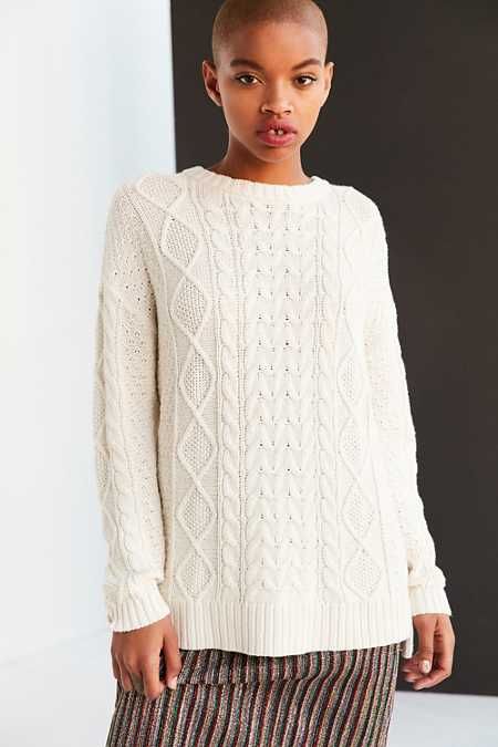 BDG Cable High/Low Crew Neck Sweater | Urban Outfitters US