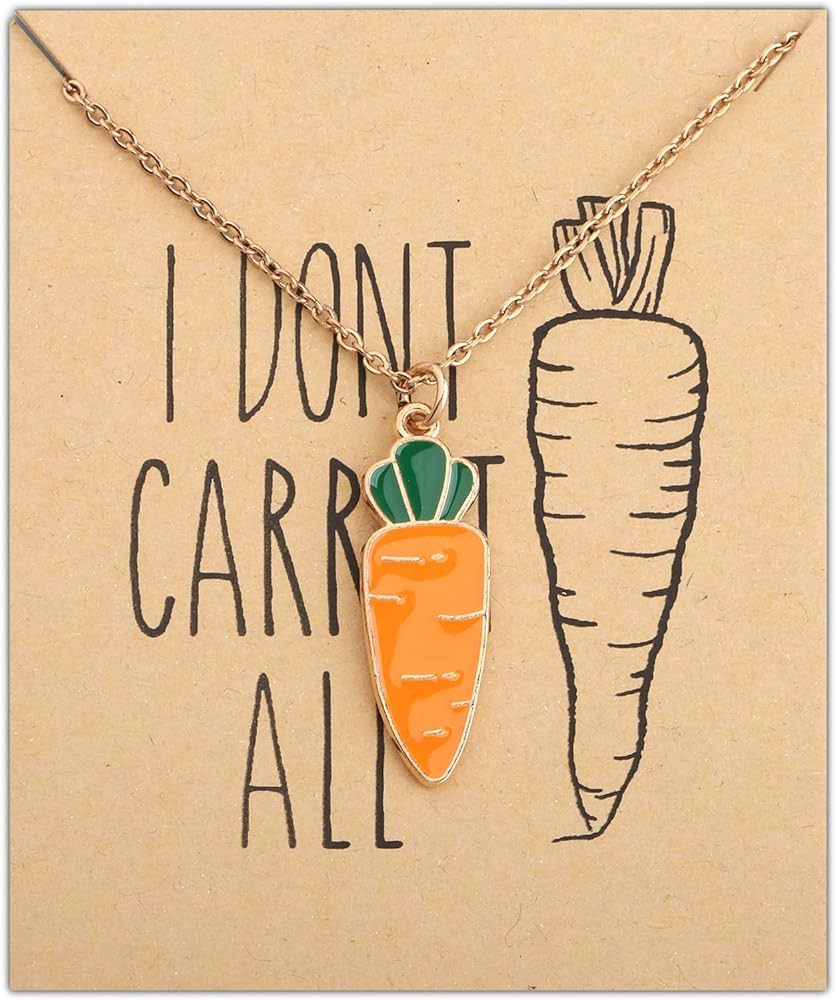 Carrot Pendant Necklace I Don’t Carrot All Vegan Necklace Jewelry Vegetarian Gift Carrot Lover ... | Amazon (UK)