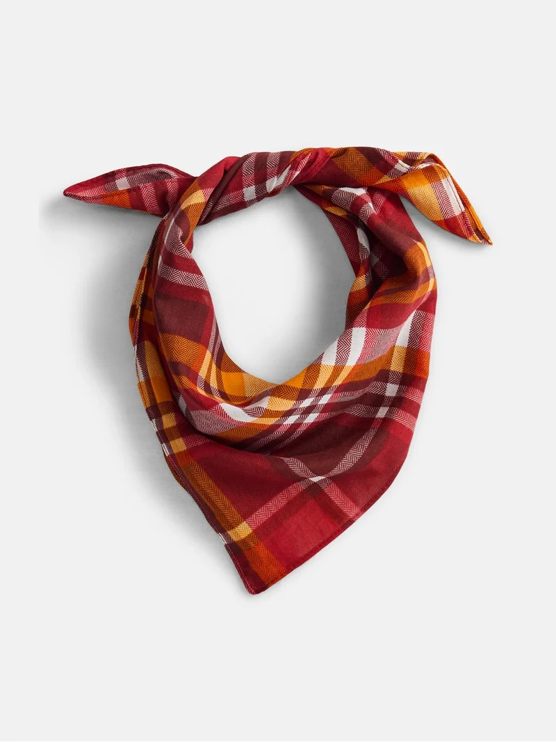 Way To Celebrate Thanksgiving Women\u2019s Harvest Plaid Bandana, One Size, Rust | Walmart (US)