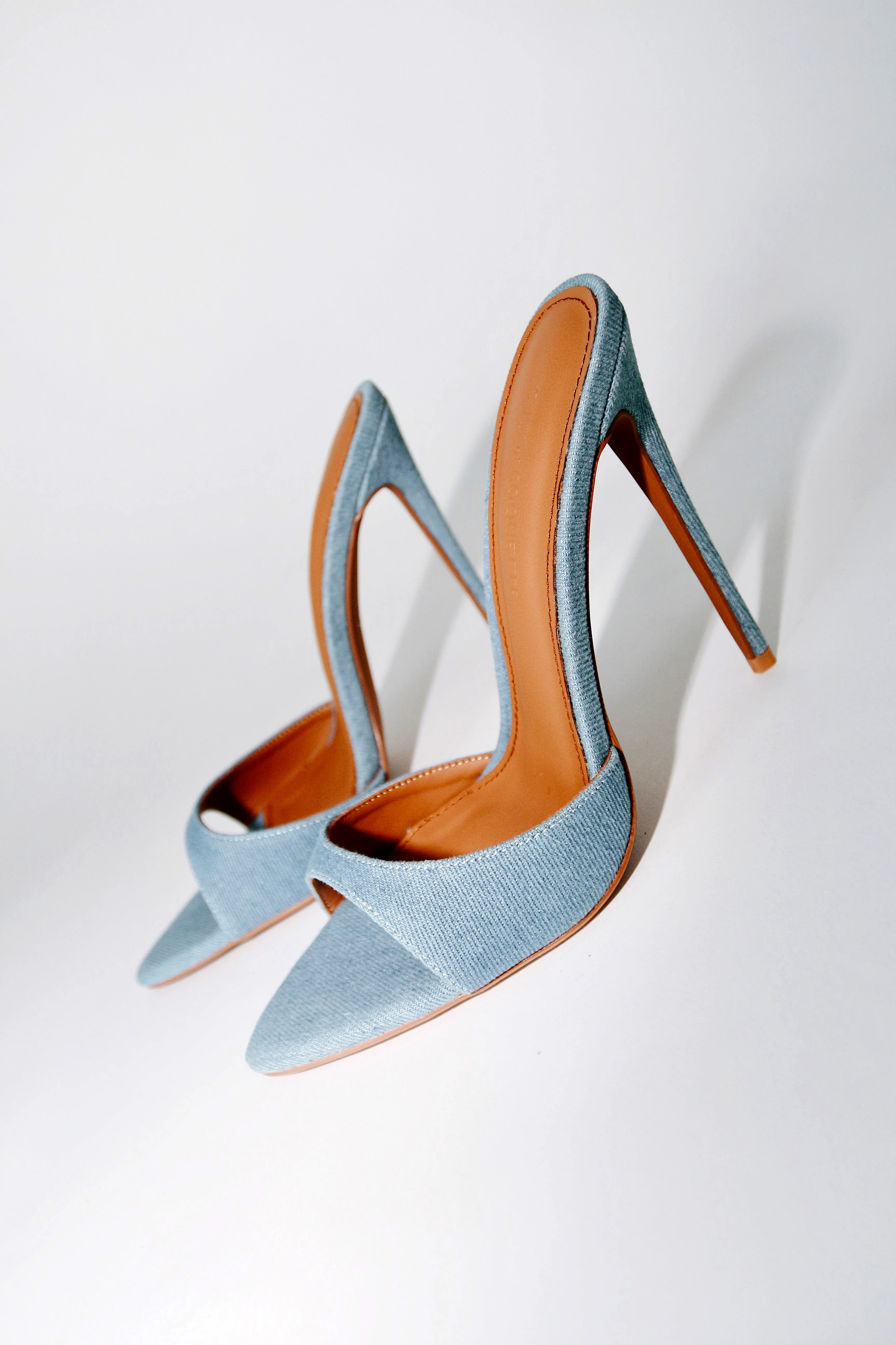 Gia Denim Vegan Mules 120 mm | CULT OF COQUETTE