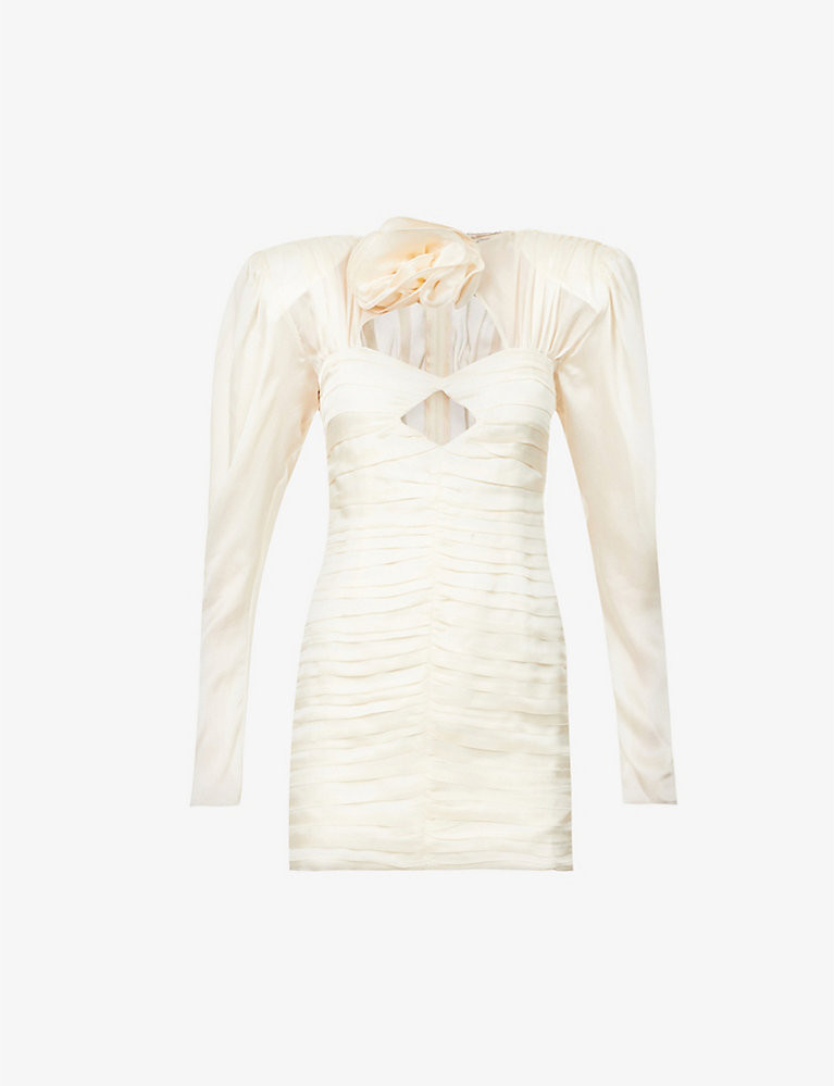 MAGDA BUTRYM Puffed-shoulder slim-fit silk mini dress | Selfridges