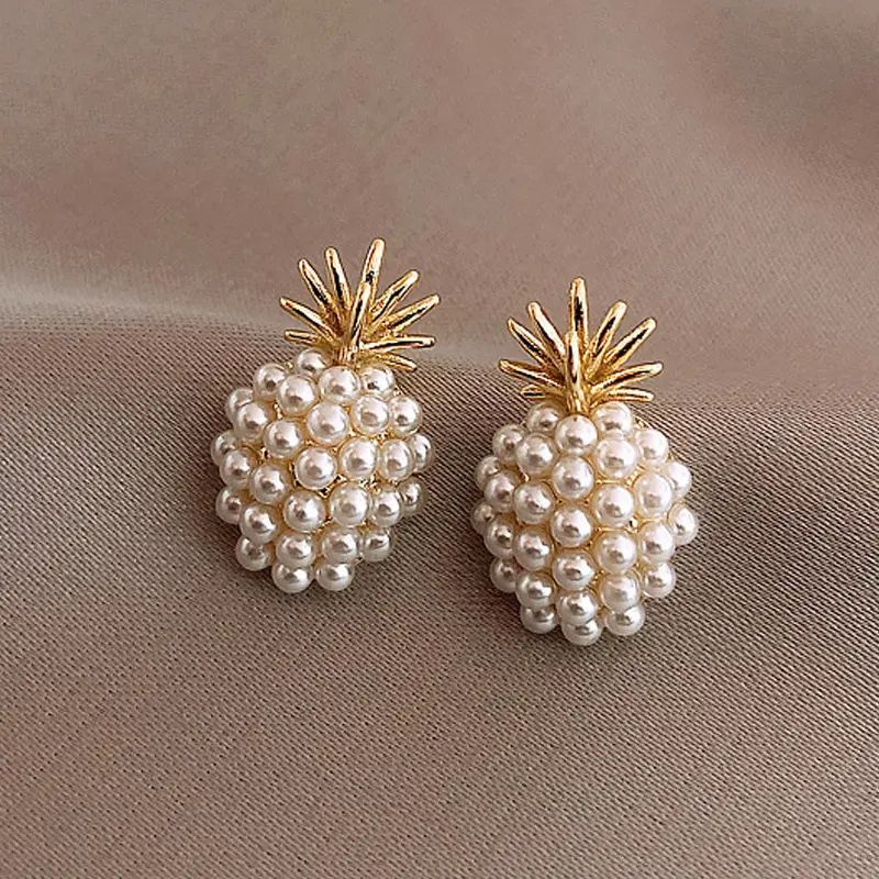 Faux Pearl Decor Pineapple Stud Earrings Elegant Jewelry - Temu | Temu Affiliate Program