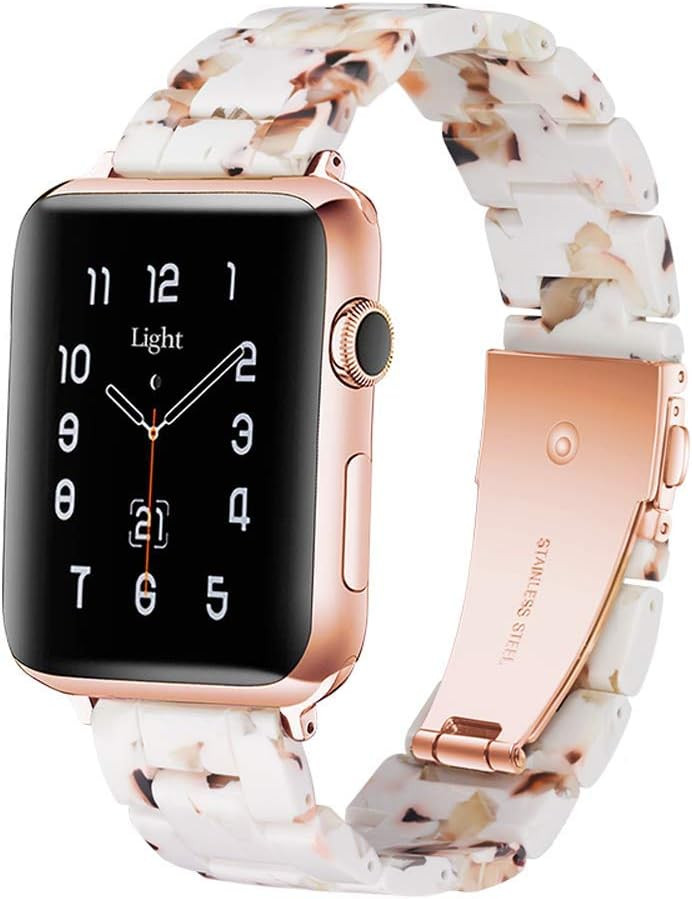 Light Apple Watch Band - Fashion Resin iWatch Band Bracelet Compatible with Copper Stainless Stee... | Amazon (US)