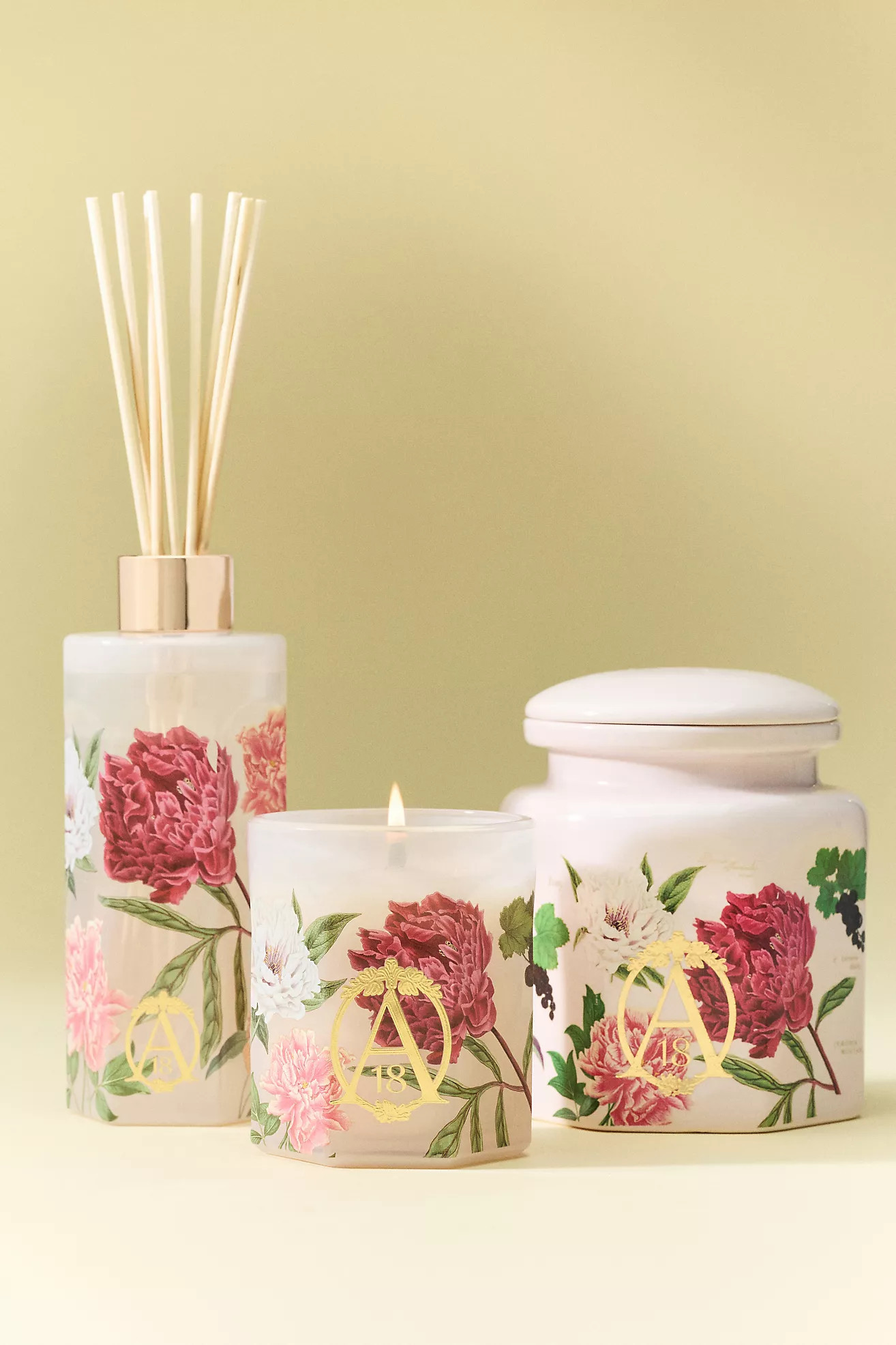Apothecary 18 Floral Peony Blush Ceramic Candle | Anthropologie (US)