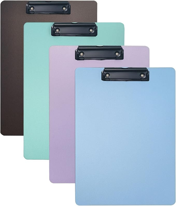 4-Pack Plastic Clipboards, Assorted Colors Clipoard with Low Profile Clip, Clip Boards for Studen... | Amazon (US)