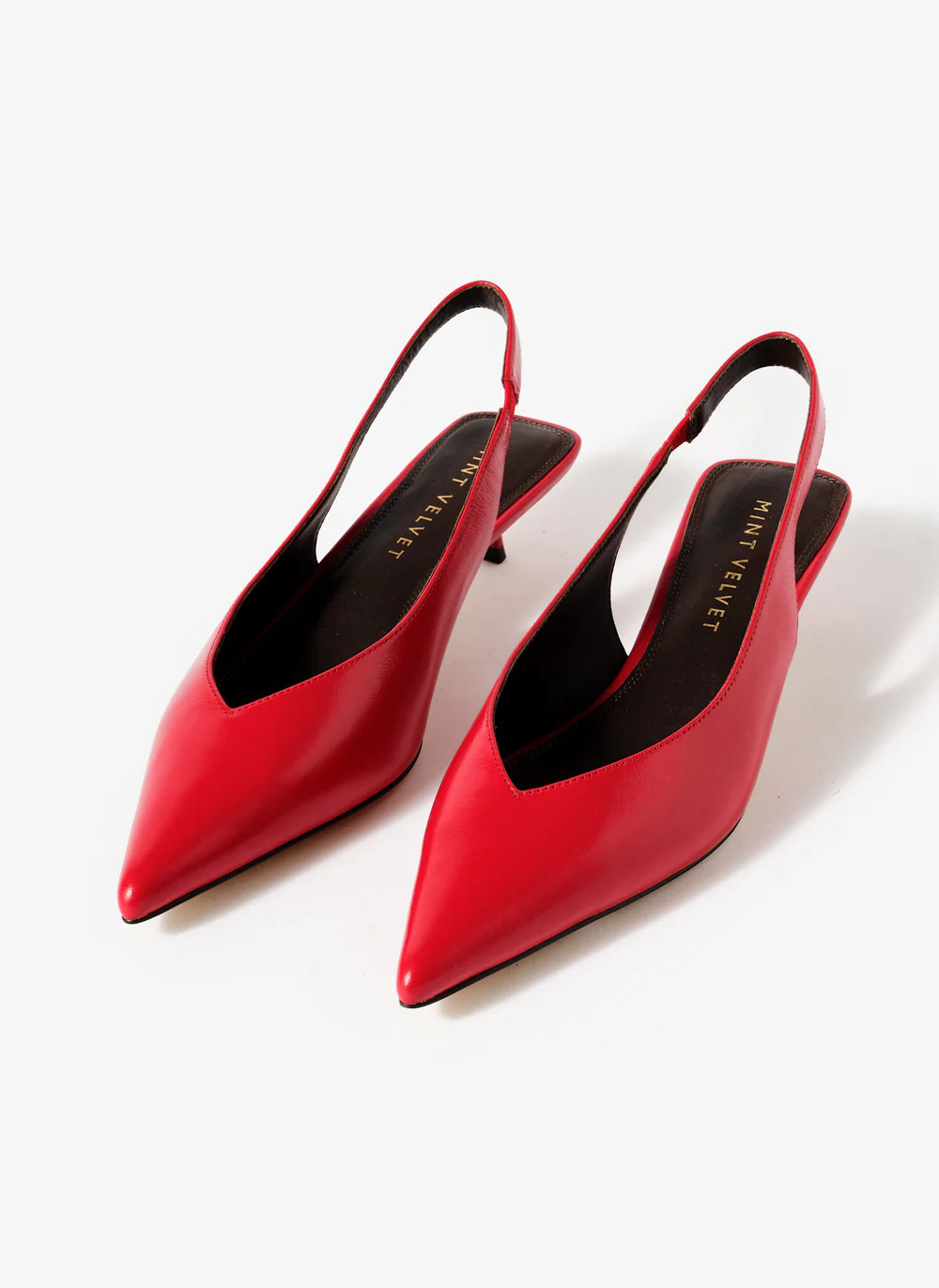Skye Red Leather Slingback Court Heels | Mint Velvet