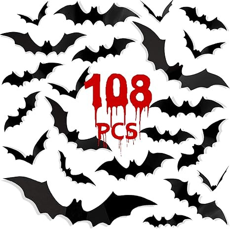 Funnlot 108PCS Bats Halloween Bats 3D Bats Decorations Bats Decor Bats Halloween Decorations Hall... | Amazon (US)