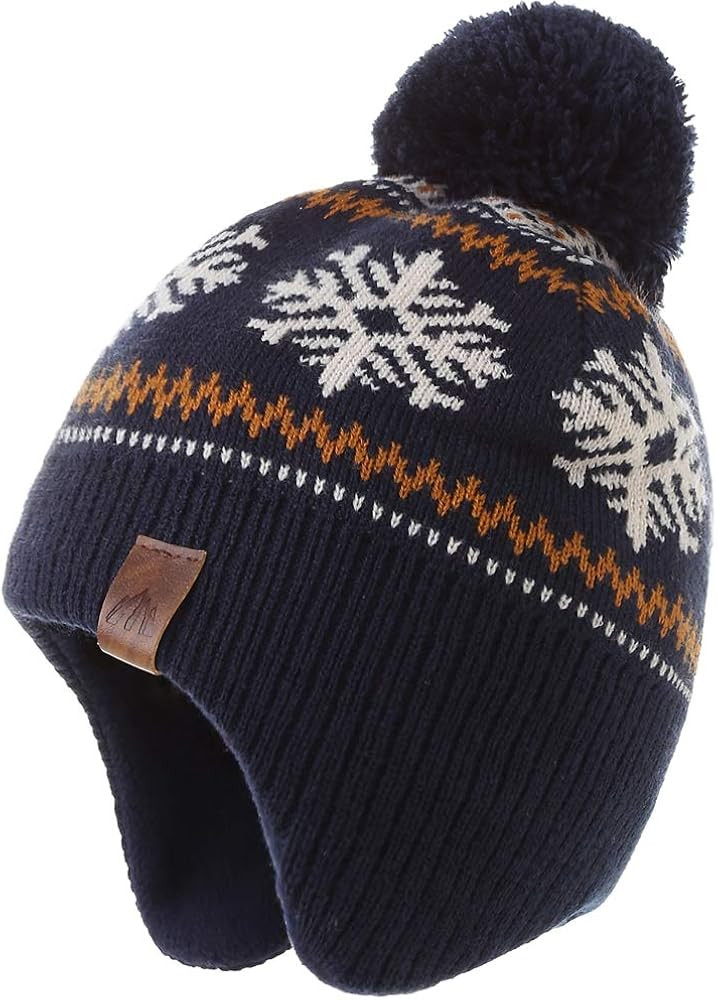LMLALML Boys Winter Hat Earflap Knitted Beanie for Kids Warm Fleece Lined Thicken Hat for Baby | Amazon (US)