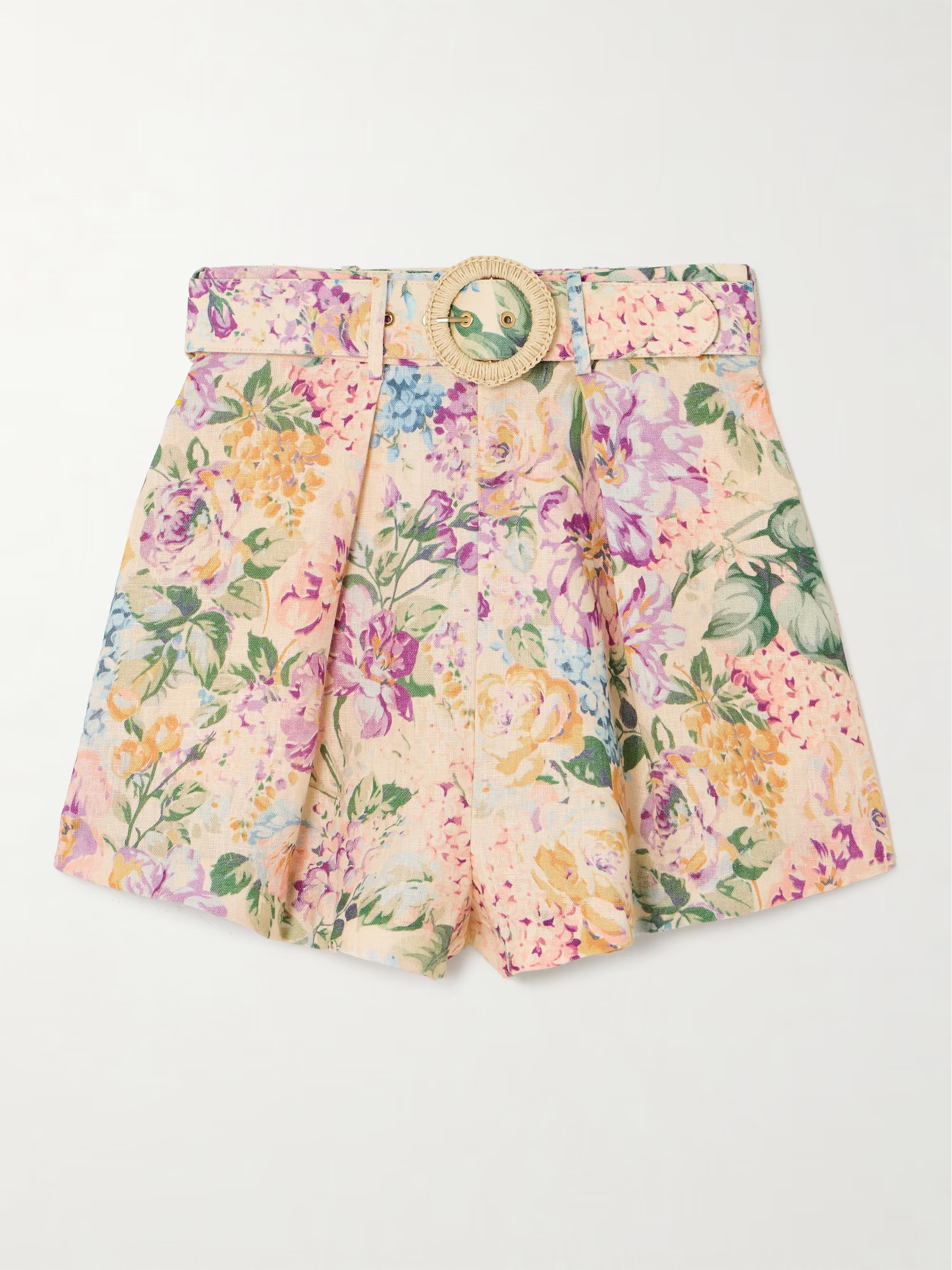 Halliday belted pleated floral-print linen shorts | NET-A-PORTER (US)