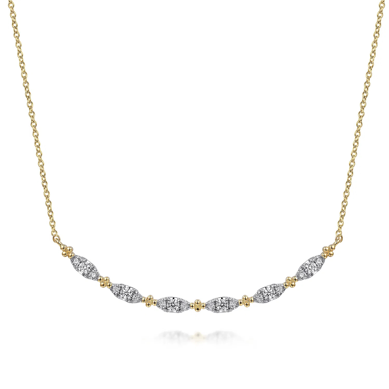 14K Yellow Gold Curved Bujukan Bar Diamond Necklace | Gabriel & Co. Fine Jewelry And Bridal