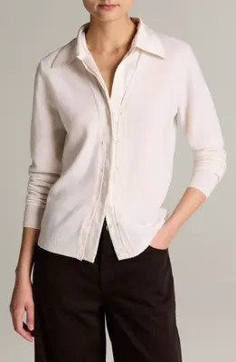 Vince Mixed Media Cashmere Cardigan in Cherrywood at Nordstrom, Size X-Small | Nordstrom