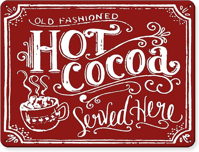Christmas Decor Signs Farmhouse Decorative Red Hot Cocoa Vintage Wall Decorations - Red Cocoa Cup... | Amazon (US)
