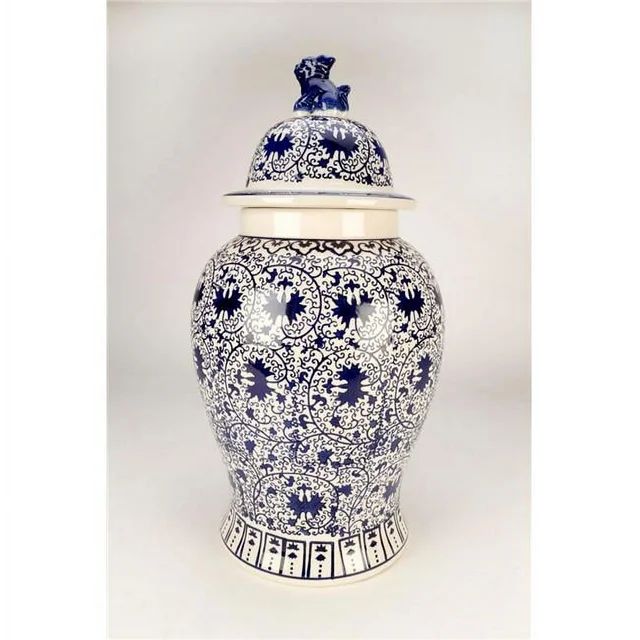 AA Importing 59990 Blue & White Floral Temple Jar - Walmart.com | Walmart (US)