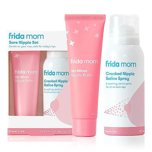 Frida Mom Nipple Cream and Saline Spray Set, Breastfeeding Essentials for New Moms, Cracked Nipple Saline Spray and No-Mess Cream, 2pc Set | Amazon (US)