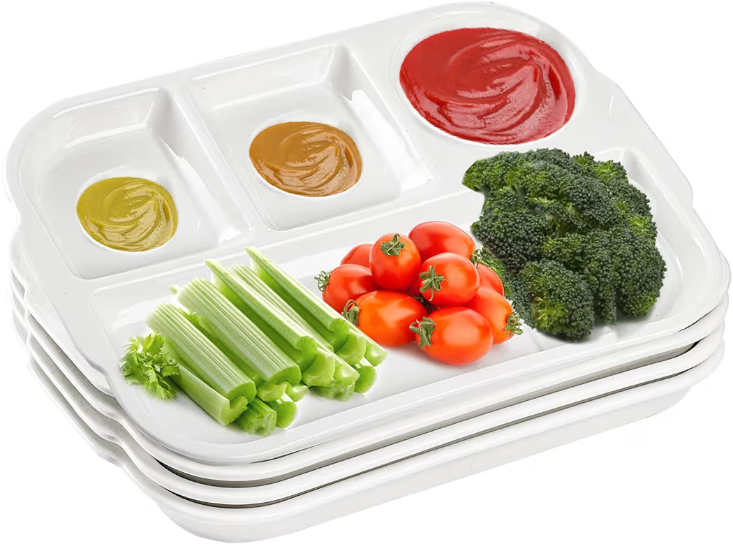 TOPZEA 4 Pack Divided Dinner Trays, Ceramic Serving Platter Dinner Plates with 4 Compartments Par... | Amazon (US)