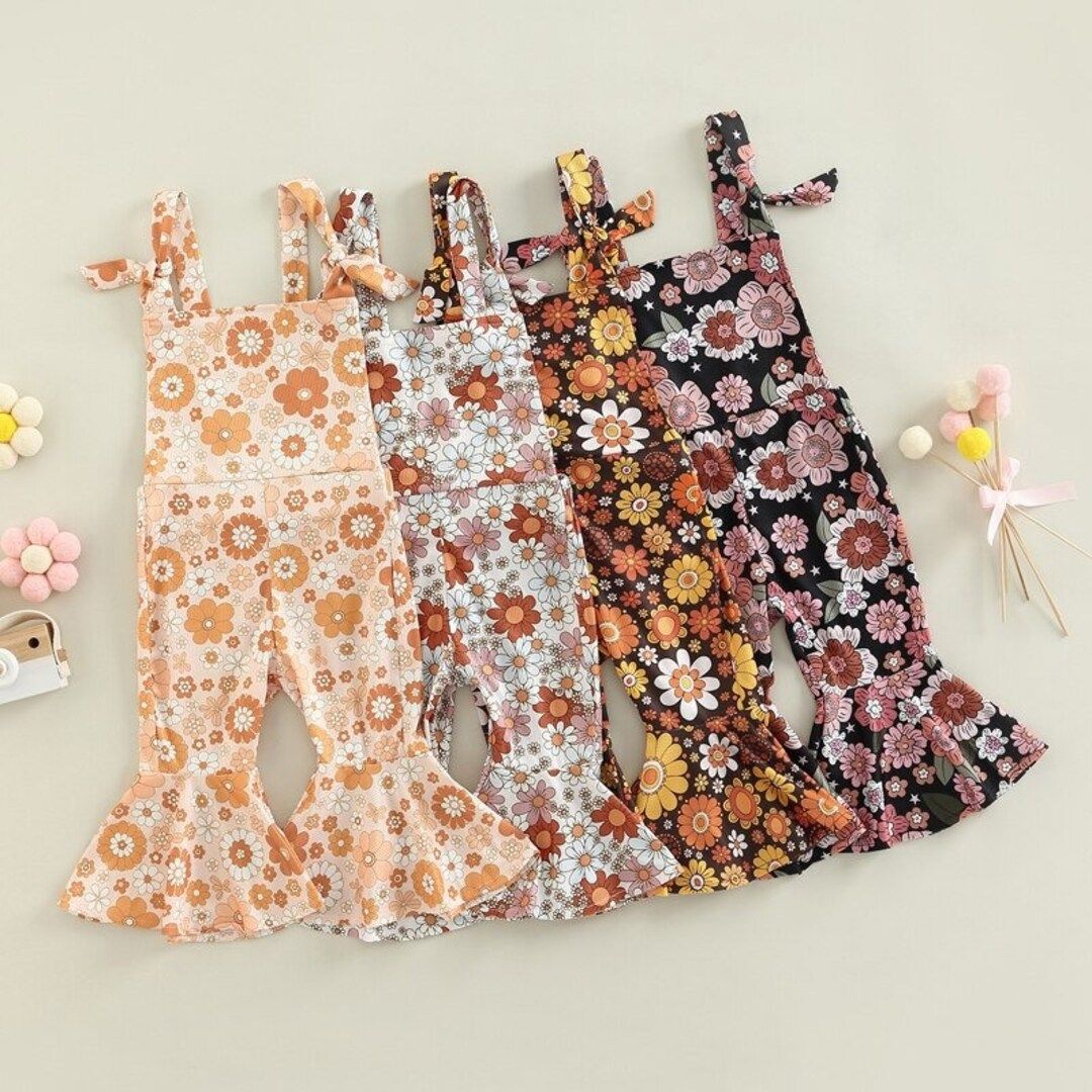 Baby Girl Bell Bottom Floral Jumpsuit | Toddler Floral Overalls | Toddler Girl Floral Outfit | Fl... | Etsy (US)