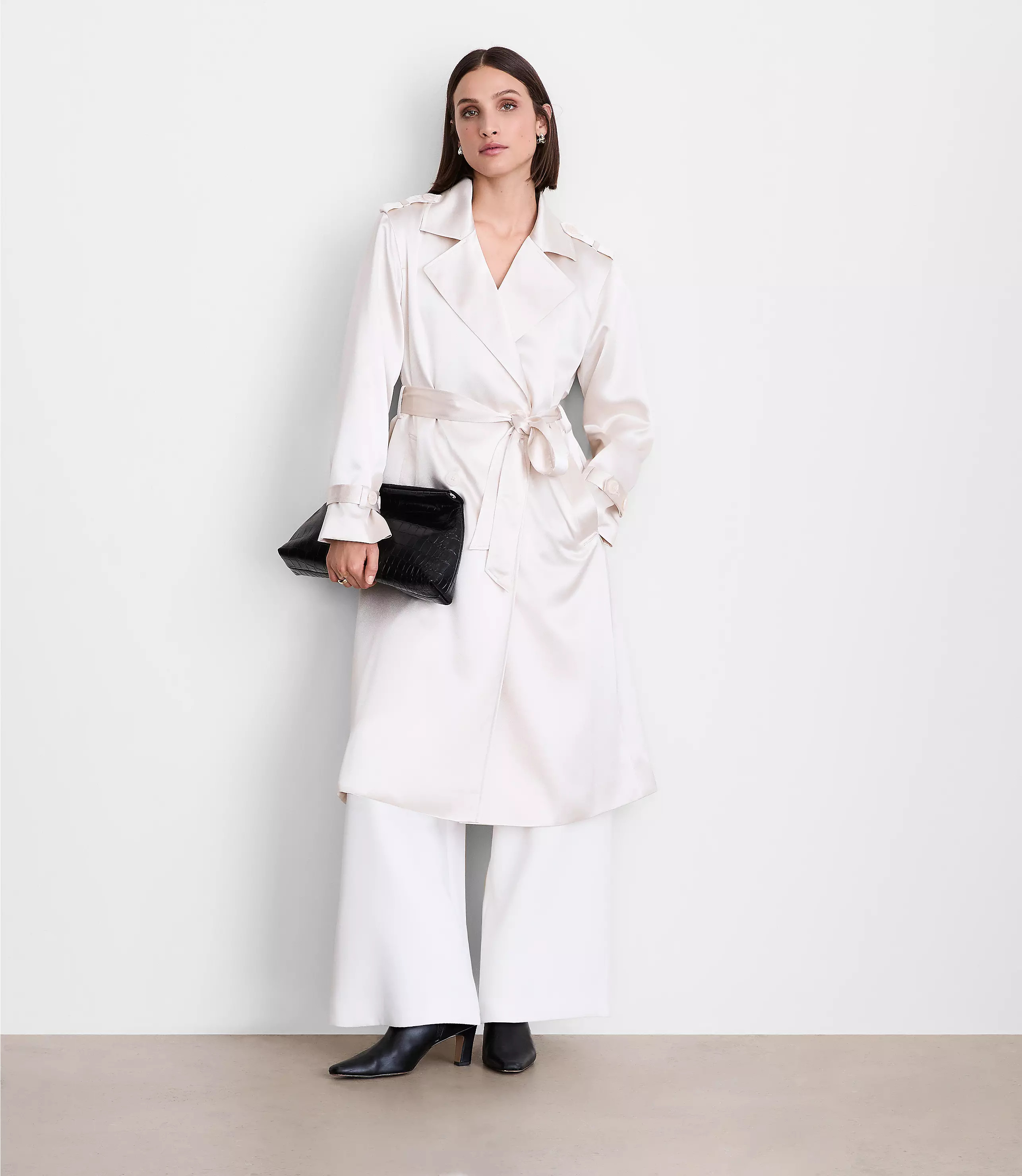 Petite LOFT Versa Satin Trench Coat | LOFT
