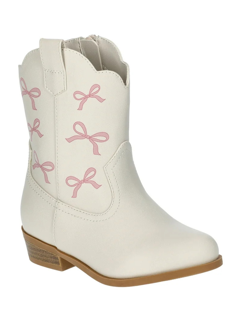 Wonder Nation Girls Bow Print Western Cowgirl Boots | Walmart (US)