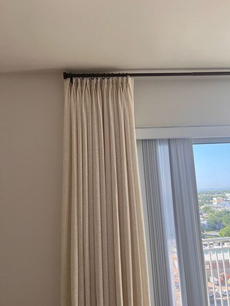 The best pinch pleat linen blend curtains I have found! It’s the perfect light filtering fabric. I have used 72” width, which stacks back to 18” here. (Can definitely go wider, I have them very tightly stacked) To get this look, you absolutely MUST steam them after putting them up. They will not look like this straight out of the bag! I will link the steamer I use. 

Amazon home, Amazon curtains, linen curtains, wood curtain rod, affordable curtains, drapery, organic modern, transitional living room,  bedroom 

#LTKhome #LTKfindsunder100 #LTKstyletip
