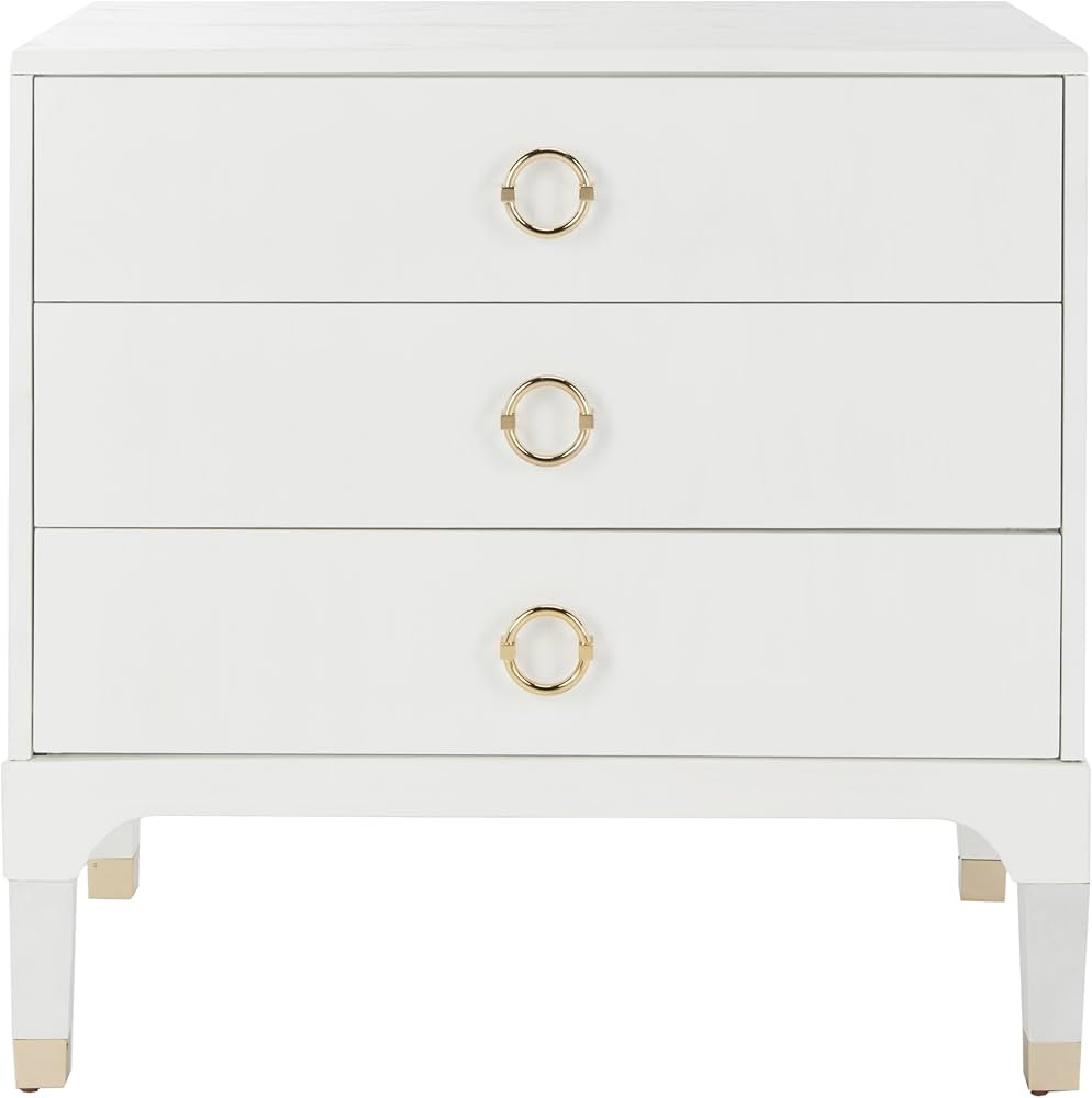 Safavieh Home Collection Lorna 3 Drawer Contemporary Night Stand Nightstand, White | Amazon (US)