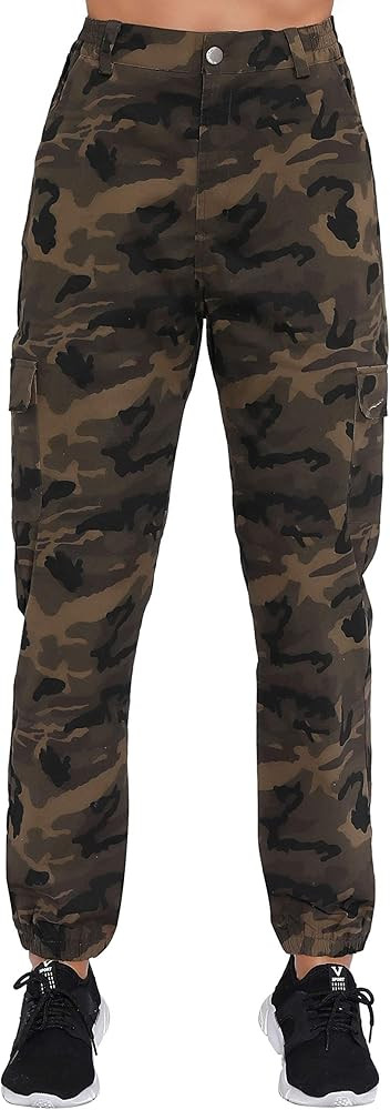 ZODLLS Women's Camo Pants Cargo Trousers Cool Camouflage Pants Elastic Waist Casual Multi Outdoor... | Amazon (US)