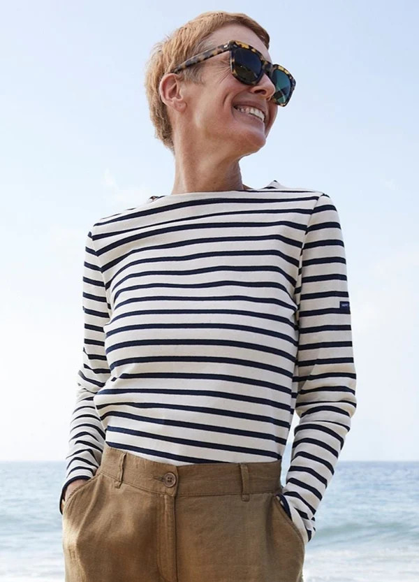 MINQUIERS MODERN - Authentic Breton Stripe Shirt | Soft Cotton | Men Fit (ECRU / NAVY) | Saint James USA