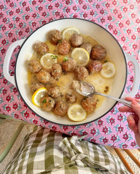 Just posted a recipe for these easy Chicken Piccata Turkey Meatballs on the blog and shared my favorite tip for weeknight meatballs: my air fryer! If you’re not air frying your meatballs, you’re missing out, they cook so fast and make clean up a breeze (I’m on a personal mission to convert all non-air-fryer-users into believers this year guys, get ready!). Go give this recipe a save for your meal plan, the lemony, buttery, briny caper sauce is so *de-lightful* you’ll be licking the spoon! #Domestikatedishes 

#LTKhome
