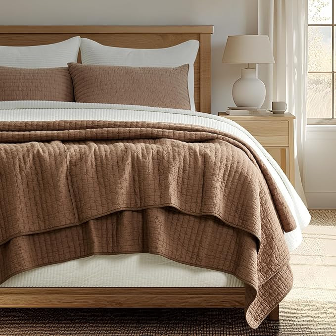 EVERGRACE Cross Stitch Pre-Washed Cotton Quilt Bedding Set King Size, Oversized 3 Pieces Lightwei... | Amazon (US)