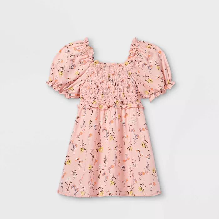 Toddler Girls' Floral Smocked Short Sleeve Dress - art class™ Light Pink | Target