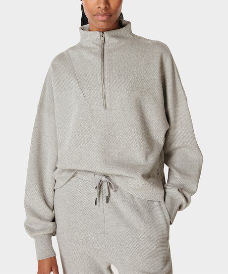 Sweaty Betty Mid Gray Marl Nestle Up Half-Zip Sweatshirt - Women & Petite | Zulily