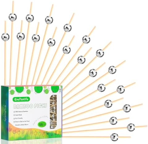 120pcs Disco Ball Cocktail Picks Fruit Sticks Long Toothpick Sandwich Food Skewer, 4.7", Disposab... | Amazon (US)