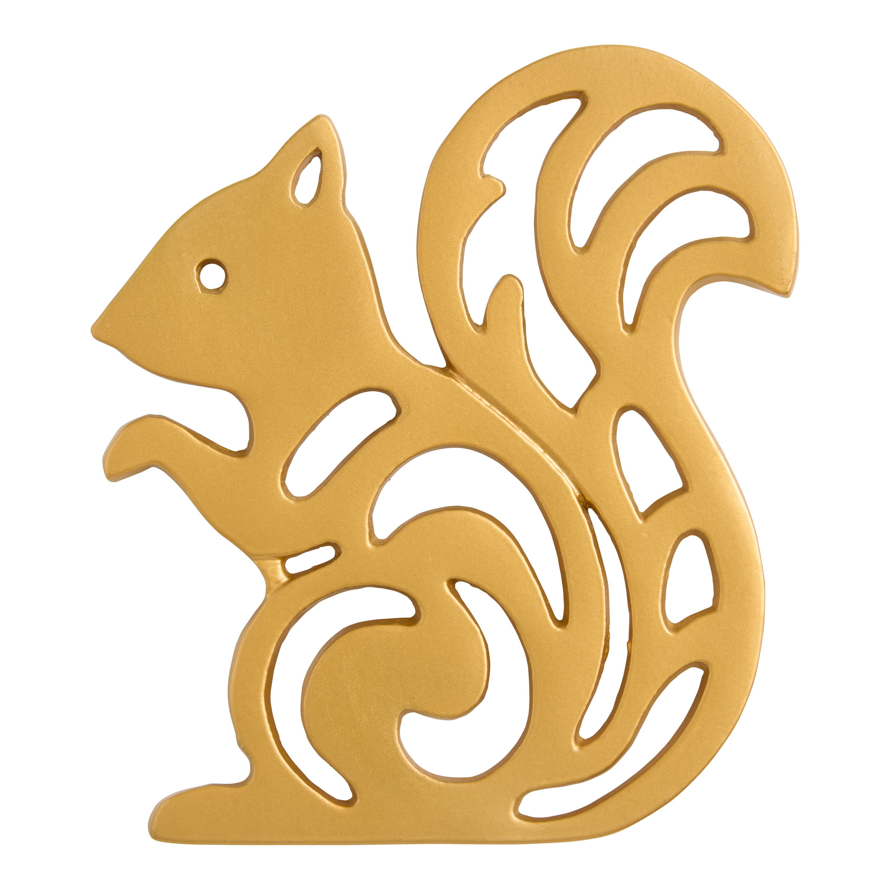 Matte Gold Cast Aluminum Squirrel Shaped Trivet | World Market