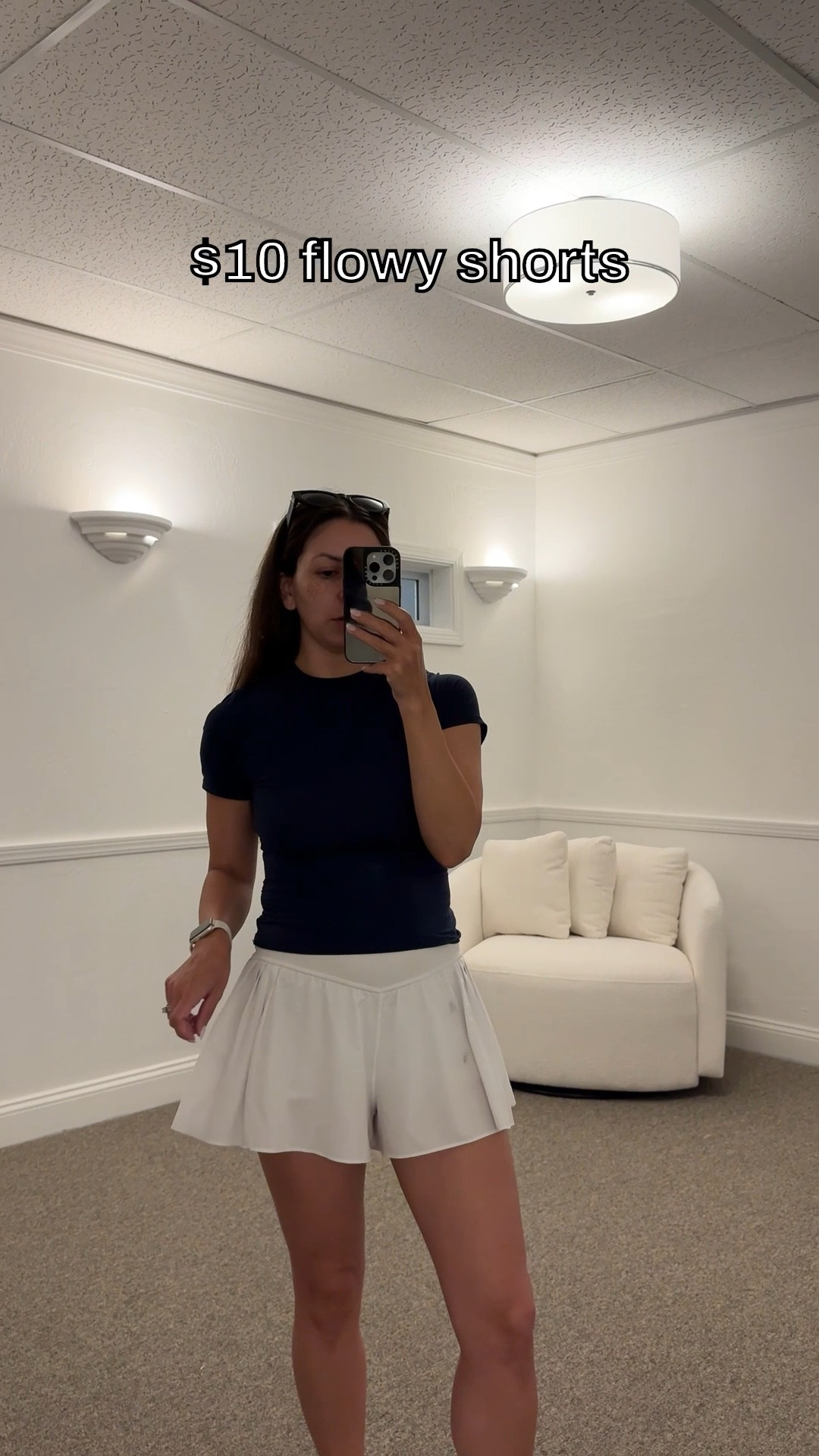 $10 flowy shorts from @Aerie 
Comes in black and white. Wearing size small

Athleisure, skort, white shorts, active wear, petite

#LTKPetite #LTKootd #LTKSaleAlert