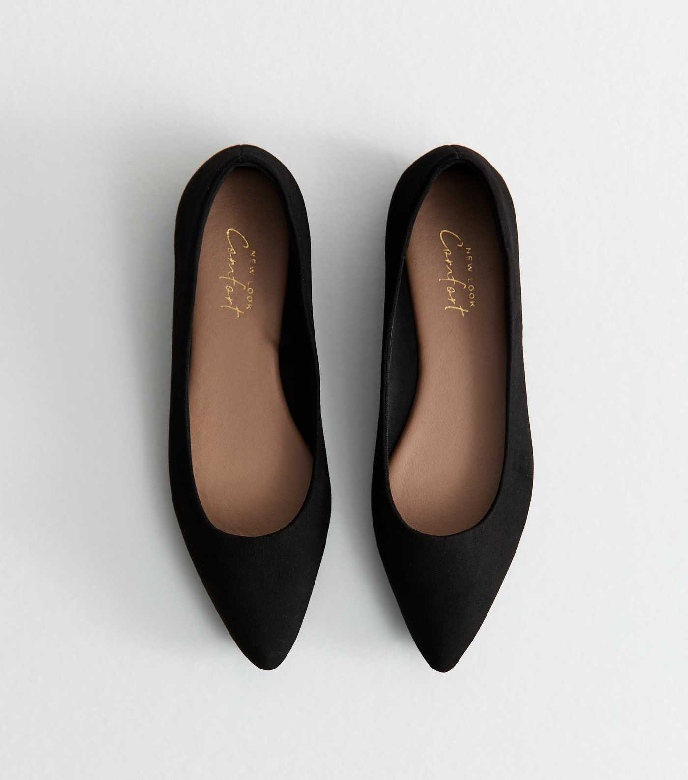 Black Faux Suede Ballerina Flats | New Look | New Look (UK)