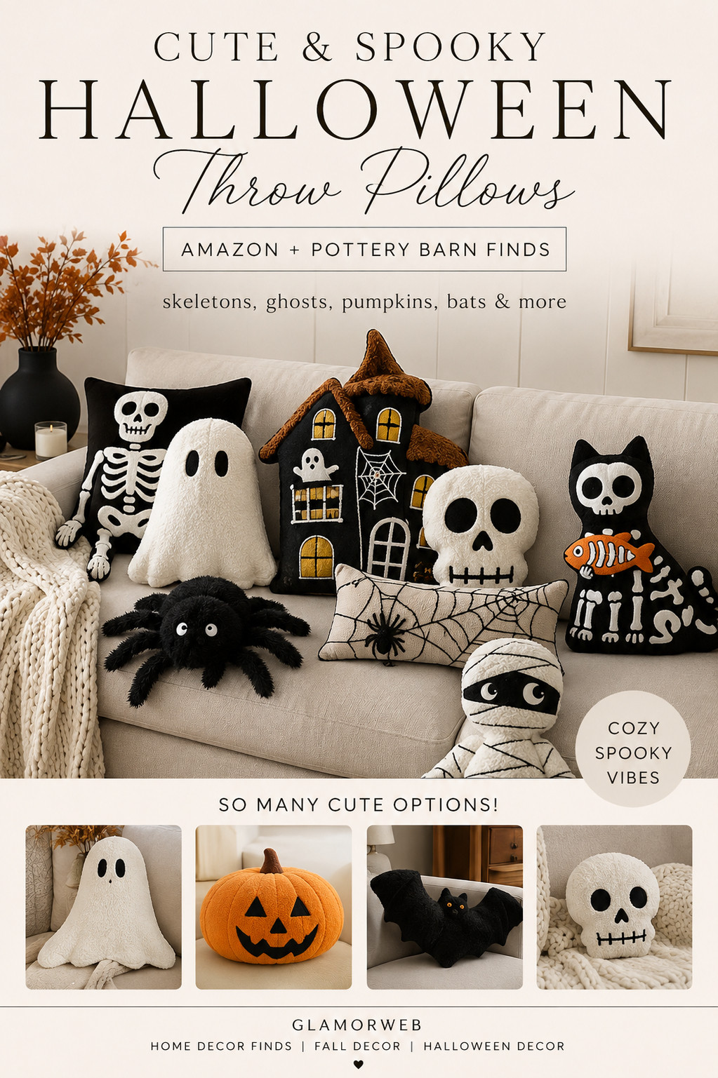 Cozy, cute & just the right amount of spooky 👻🖤 obsessed with these Halloween throw pillow finds that look straight out of Pottery Barn but with amazing Amazon prices 🙌 from plush ghosts + teddy fleece skeletons to chic velvet haunted houses & embroidered spiderweb details… these are PERFECT for creating that soft, neutral spooky vibe 🕯️✨

Think pumpkins, bats, skulls, black cats & the cutest little haunted accents to style your couch, bed or reading nook for fall 🍂 whether you love minimal spooky or full-on Halloween vibes, there are sooo many good options!!

#LTKHome #LTKSeasonal #LTKFinds #HalloweenDecor #SpookySeason #CozyHome #FallDecor #AmazonFinds #PotteryBarnInspired #NeutralHalloween #HomeStyling #CozyVibes #HalloweenInspo #DecorFinds #FallHome 

 #LTKSeasonal #LTKHome #LTKSaleAlert