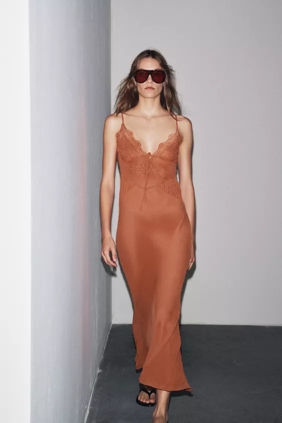 GEORGETTE EMBROIDERED BEADED DRESS | Zara UK