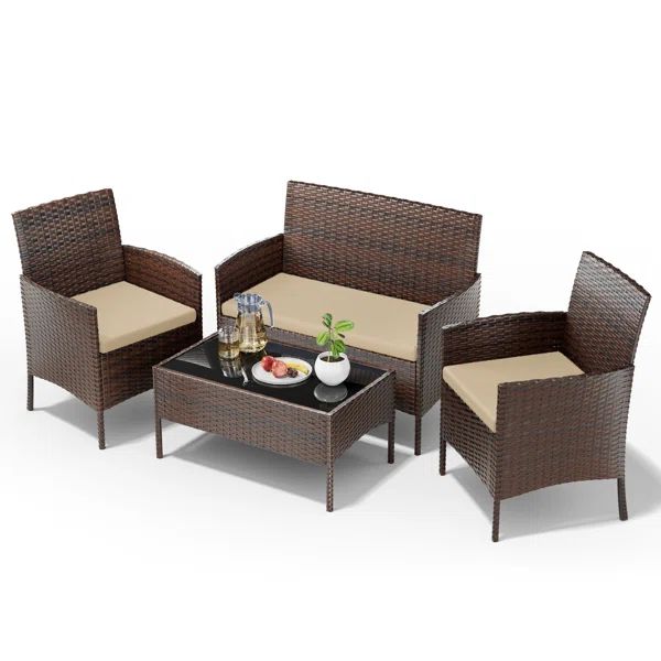 Carlina 4 - Person Outdoor Seating Group with Cushions | Wayfair North America