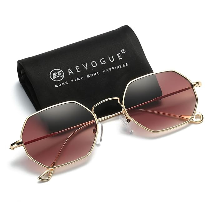 AEVOGUE Unisex Sunglasses Small Metal Frame Asymmetry Temple AE0520 | Amazon (US)