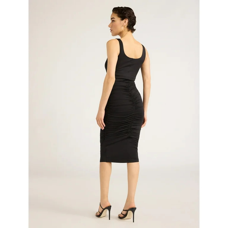 Sofia Jeans Women's and Women's Plus Size Body Sculpting Ruched Tank Dress, Below Knee Length, Si... | Walmart (US)