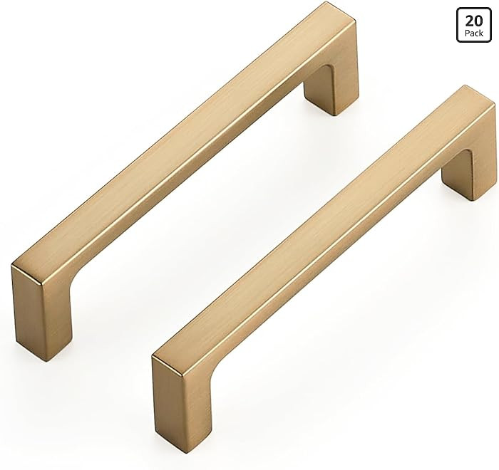 Ravinte 20 Pack Solid 3-3/4 Inch Kitchen Square Cabinet Handles Champagne Bronze Cabinet Pulls Dr... | Amazon (US)