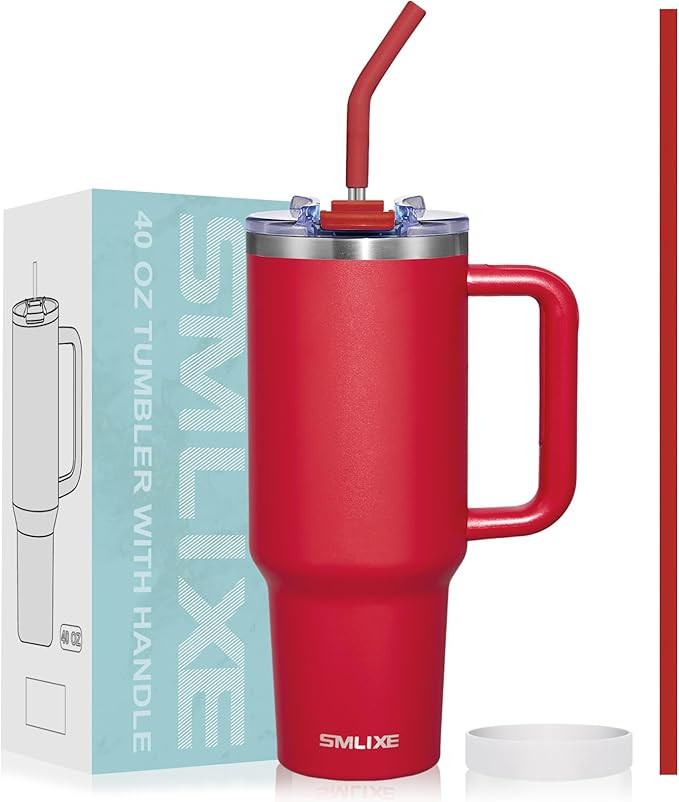 40 oz Tumbler with Handle and Straw Lid,Insulated Reusable Stainless Steel Water Bottle Travel Mu... | Amazon (US)