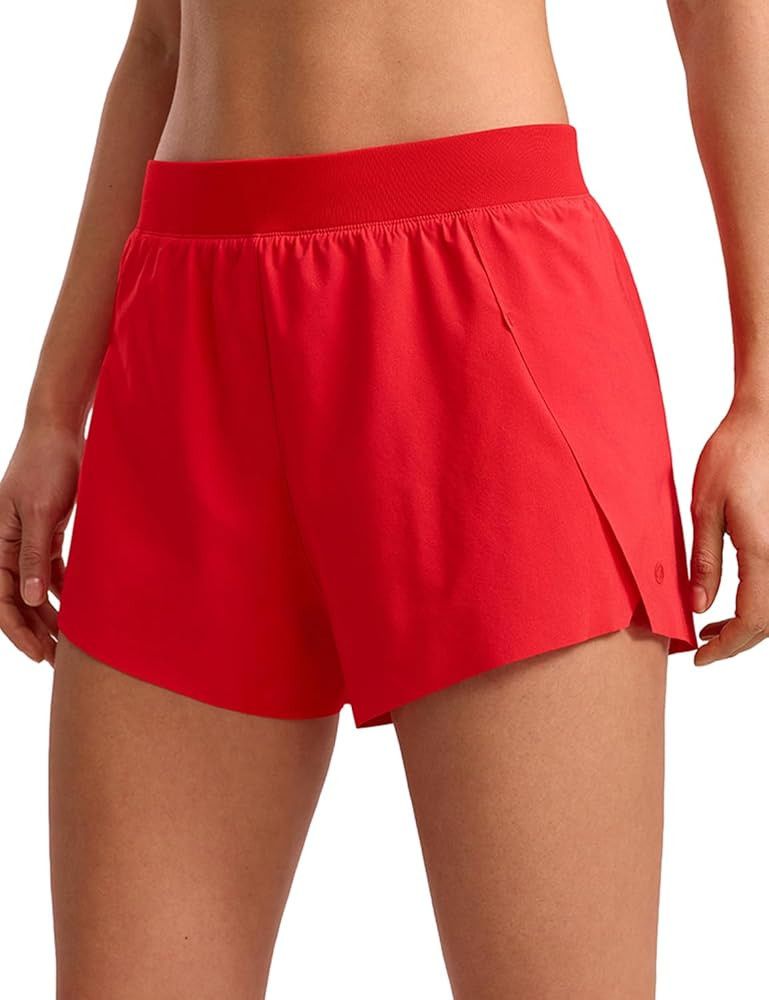 CRZ YOGA V Split Running Shorts for Women 2.5" - High Waisted Workout Athletic Gym Track with Lin... | Amazon (US)