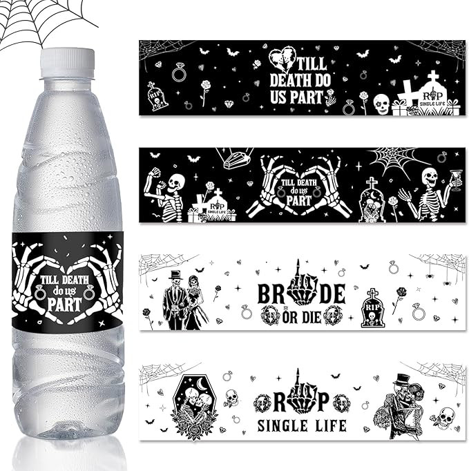 20Pcs Bride or Die Water Bottle Labels Till Death Do Us Part Decor Bride or Die Bachelorette Part... | Amazon (US)