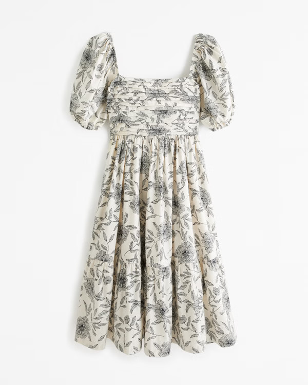 Women's Emerson Poplin Puff Sleeve Midi Dress | Women's Dresses & Jumpsuits | Abercrombie.com | Abercrombie & Fitch (US)