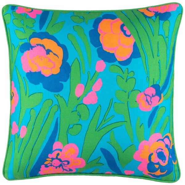 Fantastic Floral Blue Indoor/Outdoor Decorative Pillow Cover | Annie Selke