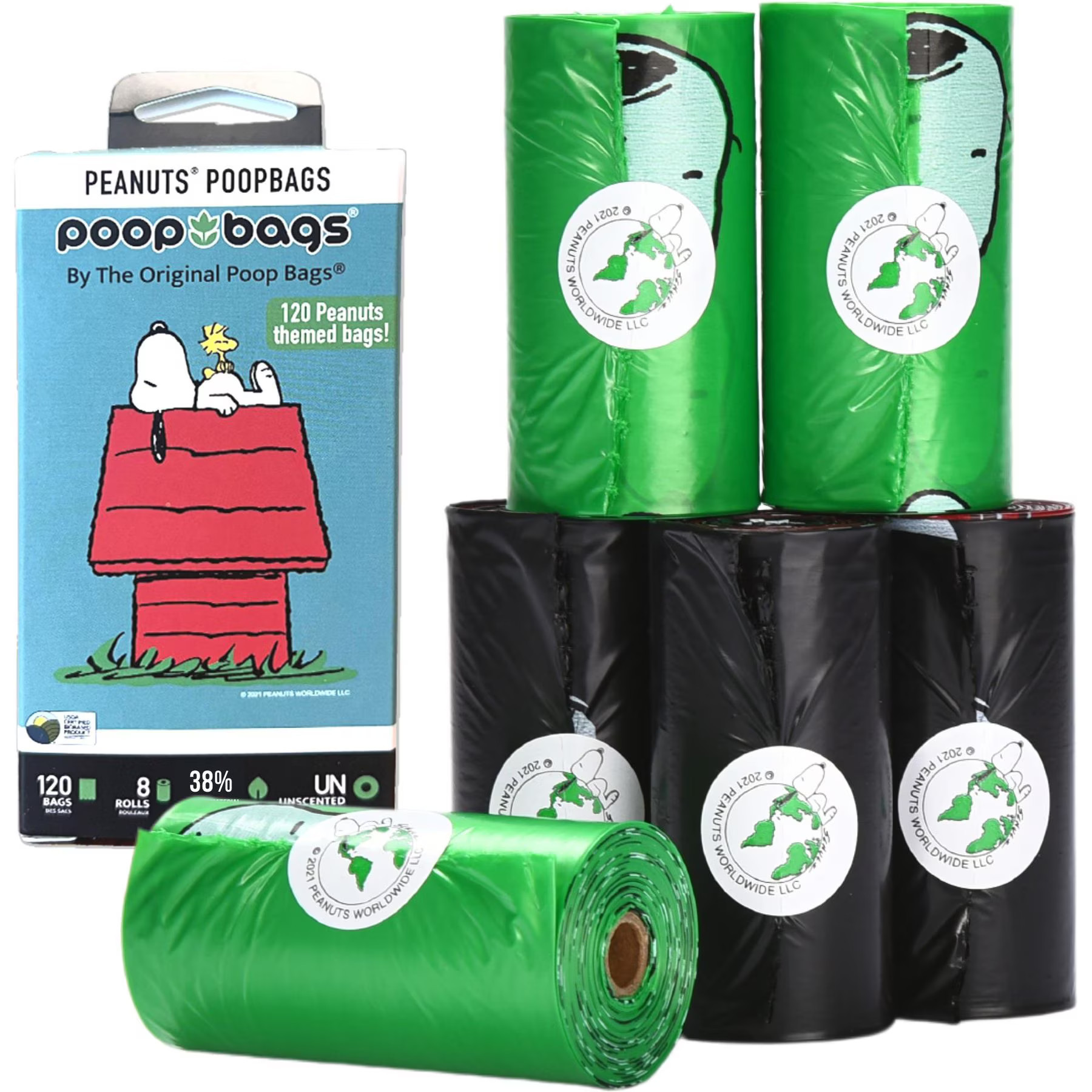 The Original Poop Bags Peanuts USDA Biobased Dog Poop Bags, 120 count, Unscented | Chewy
