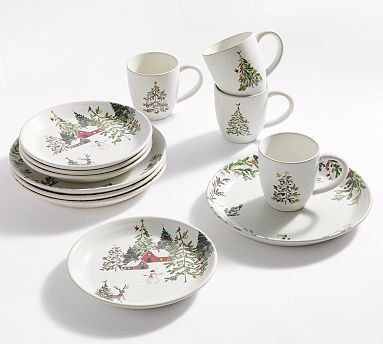 Christmas in the Country 12-Piece Stoneware Dinnerware Set | Pottery Barn (US)