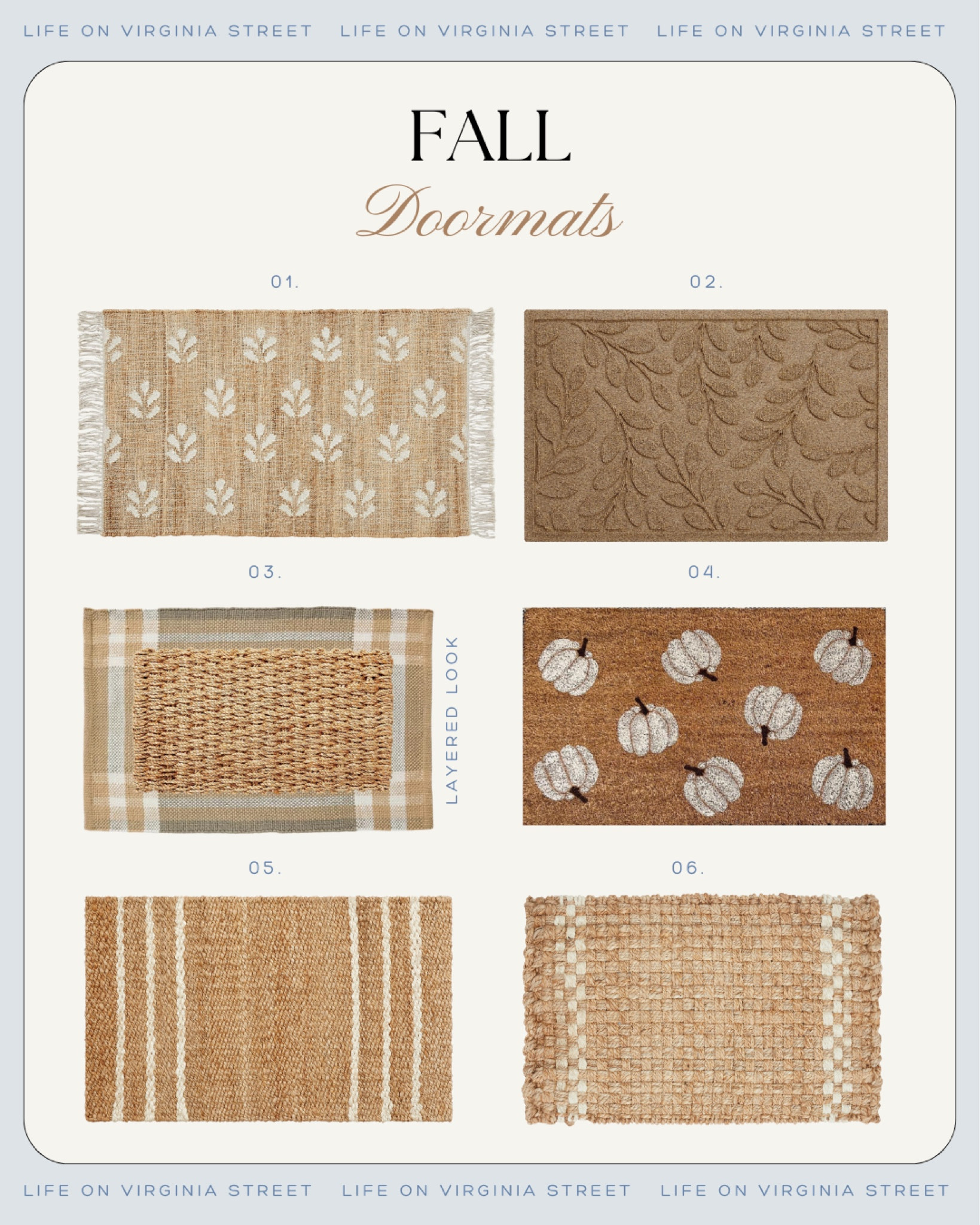 Neutral fall doormats for fall! Loving these chic fall rugs for your front porch or doorway.
.
#ltkfindsunder50 #ltkhome #ltkseasonal #ltkfindsunder100 #ltkstyletip #ltksalealert

#LTKFindsUnder50 #LTKSeasonal #LTKHome
