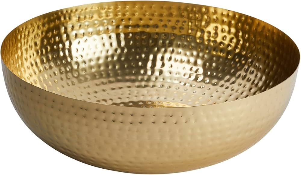 Creative Co-Op Round Hammered Metal Bowl, Gold Finish | Amazon (US)