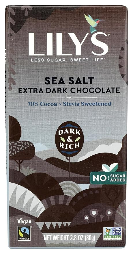 Lily's Sweets, 70% Cocoa Extra Dark Chocolate - Sea Salt Bar, 2.8 Ounce | Amazon (US)